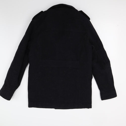 NEXT Mens Black   Pea Coat Coat Size S