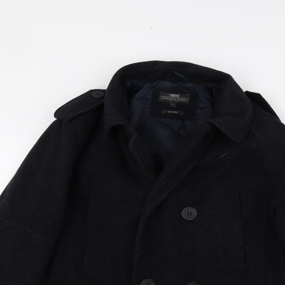 NEXT Mens Black   Pea Coat Coat Size S