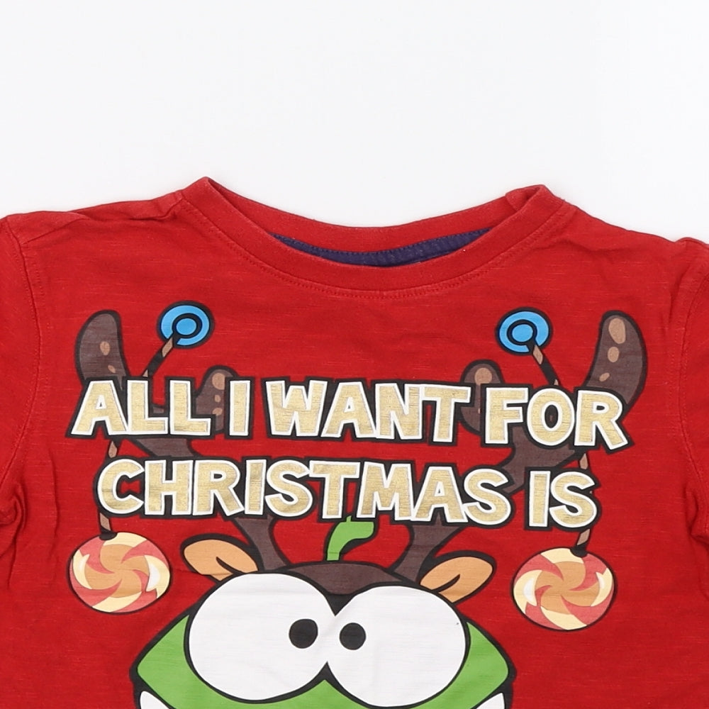 Cut rope Boys Red  Jersey Basic T-Shirt Size M  - Christmas