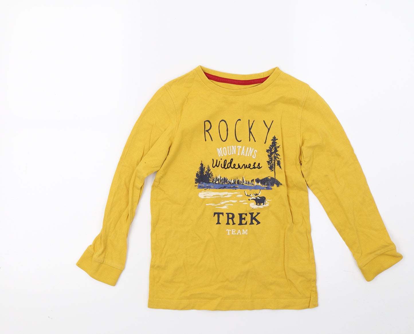 Mothercare Boys Yellow   Pullover Sweatshirt Size 6-7 Years  - rocky mountains