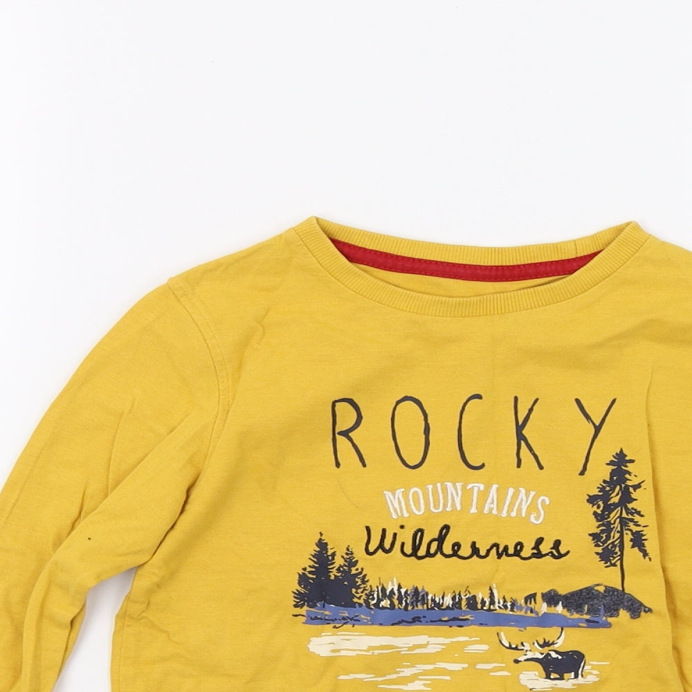 Mothercare Boys Yellow   Pullover Sweatshirt Size 6-7 Years  - rocky mountains