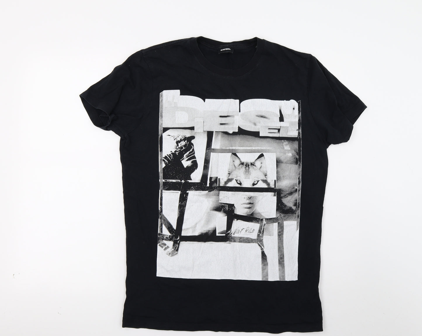 Diesel Mens Black    T-Shirt Size M  - Wolf rule