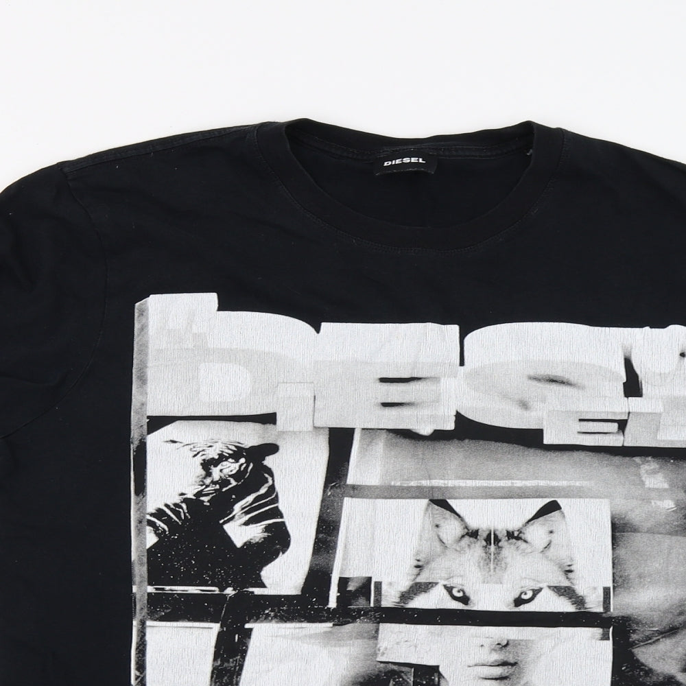 Diesel Mens Black    T-Shirt Size M  - Wolf rule