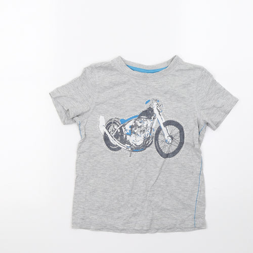 F&F Boys Grey   Basic T-Shirt Size 5-6 Years  - Motorbike