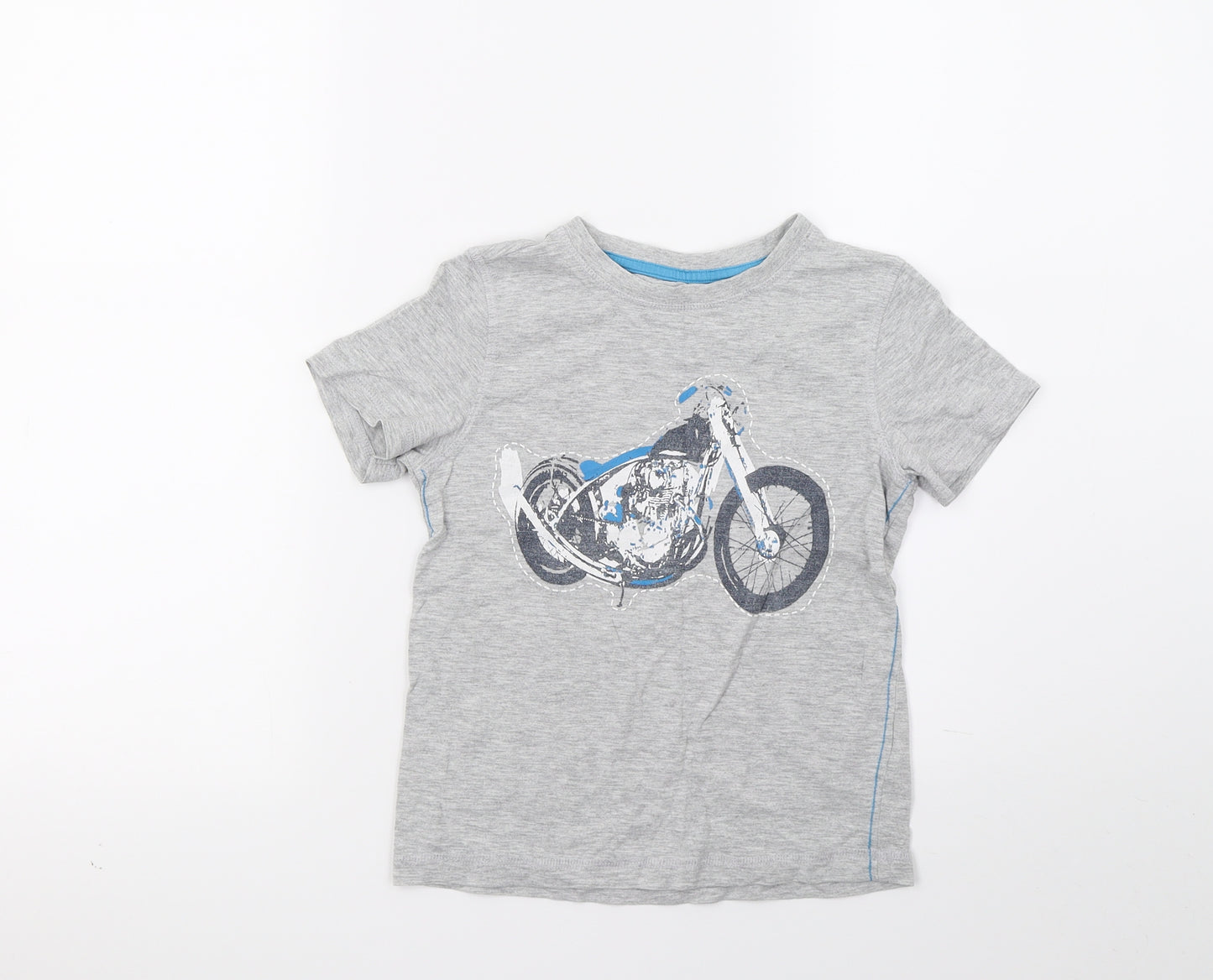 F&F Boys Grey   Basic T-Shirt Size 5-6 Years  - Motorbike