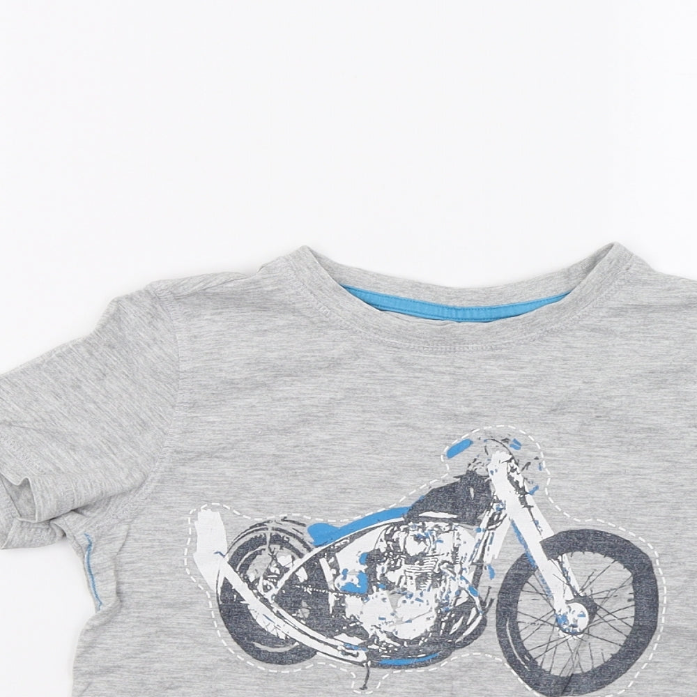 F&F Boys Grey   Basic T-Shirt Size 5-6 Years  - Motorbike