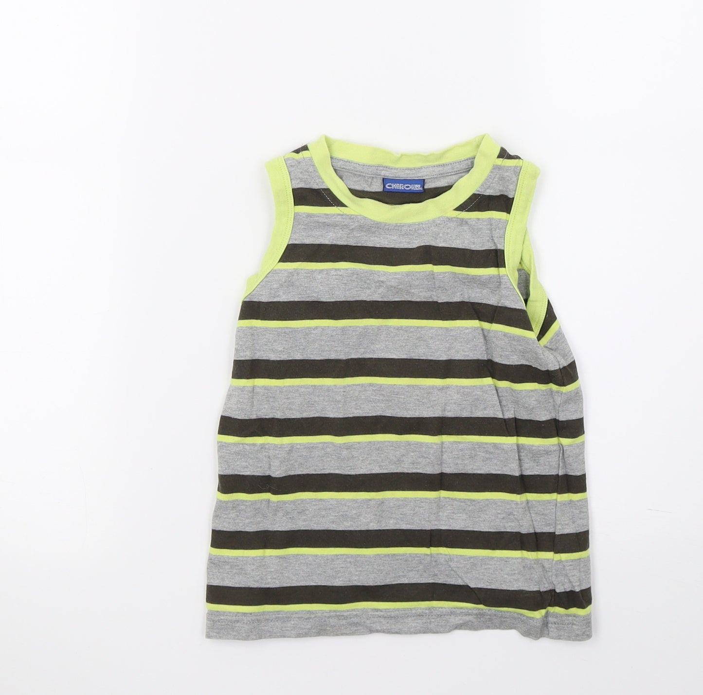 Cherokee Girls Grey Striped Jersey Basic Tank Size 2-3 Years