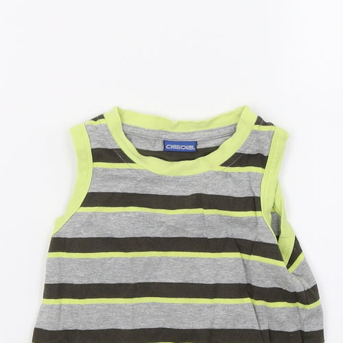 Cherokee Girls Grey Striped Jersey Basic Tank Size 2-3 Years