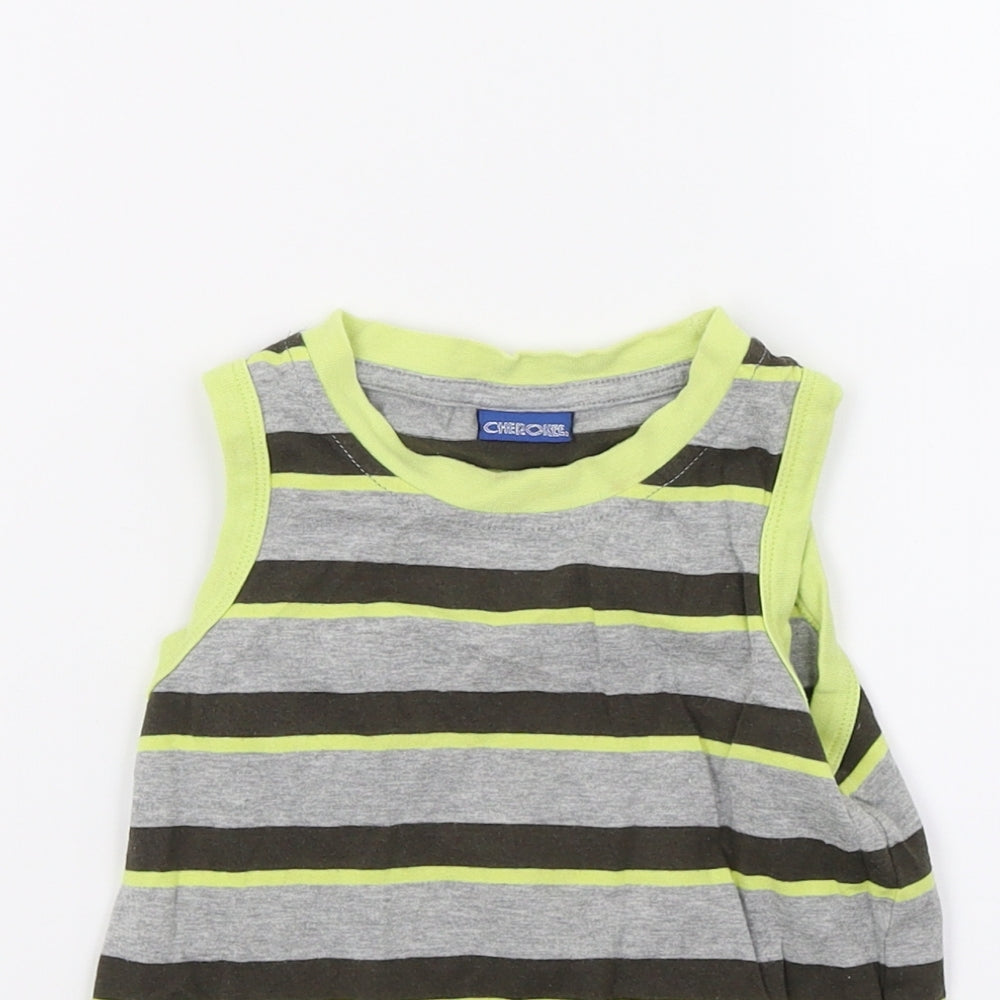Cherokee Girls Grey Striped Jersey Basic Tank Size 2-3 Years