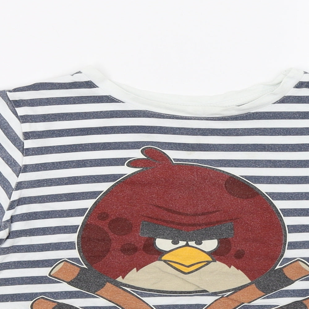 Angry Birds Boys White Striped  Basic T-Shirt Size 5-6 Years  - Angry Birds