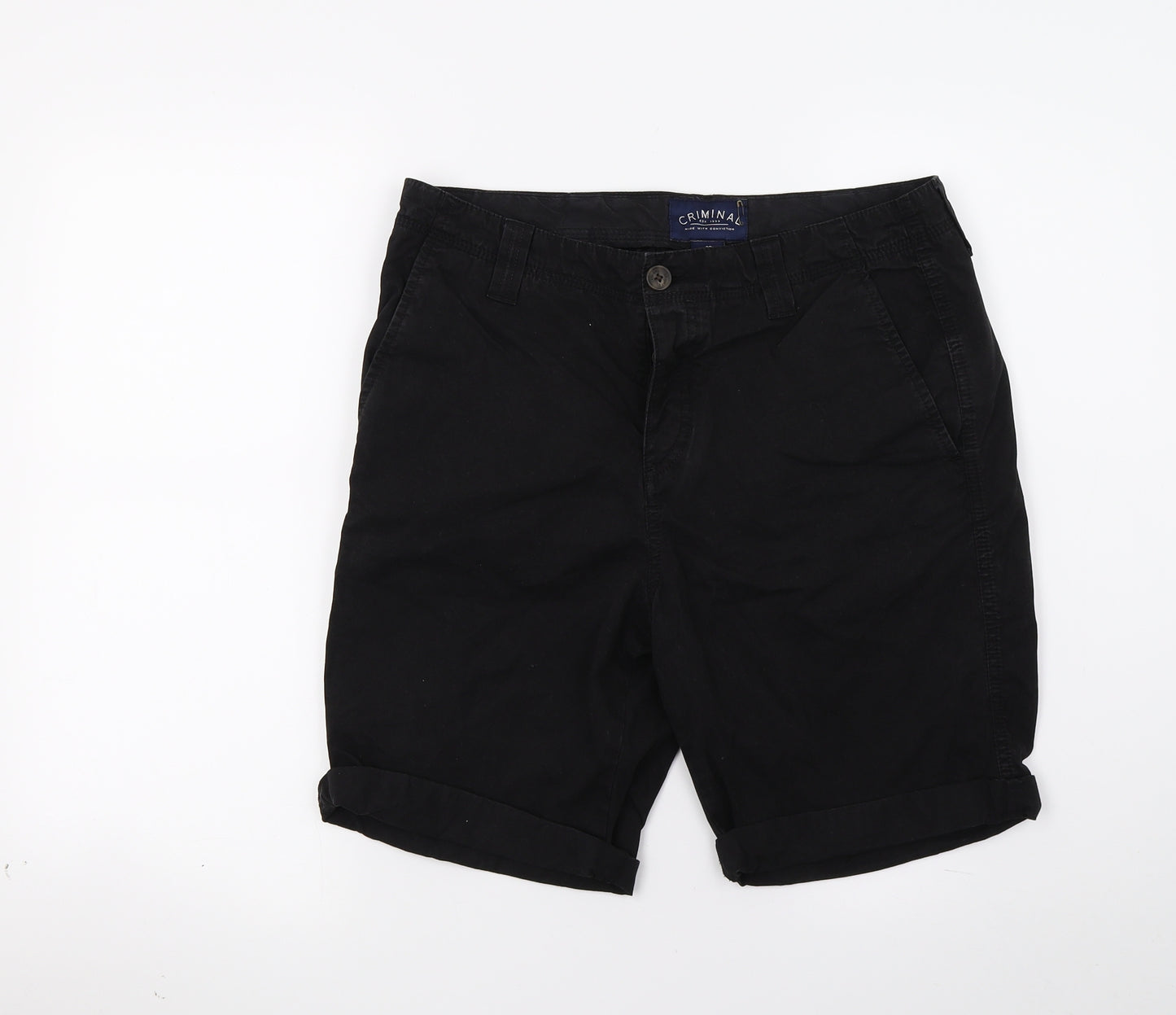 Criminal Mens Black   Cargo Shorts Size 32