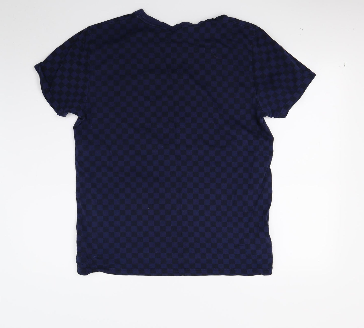 Fred Perry Mens Blue Check   T-Shirt Size M