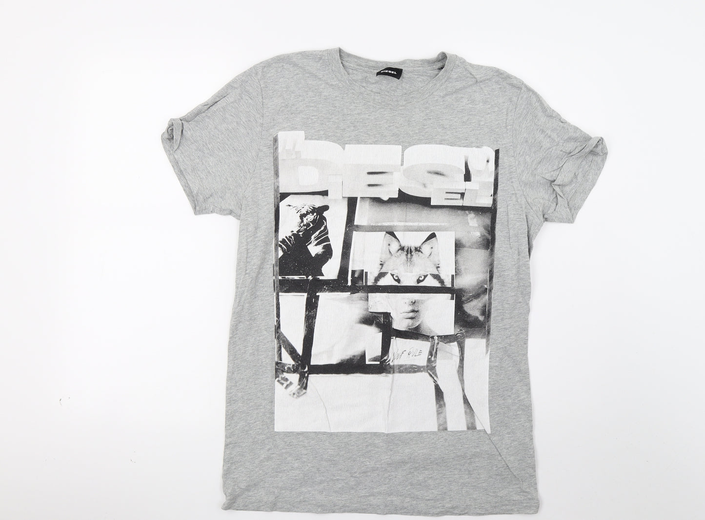Diesel Mens Grey    T-Shirt Size M  - Wolf rule