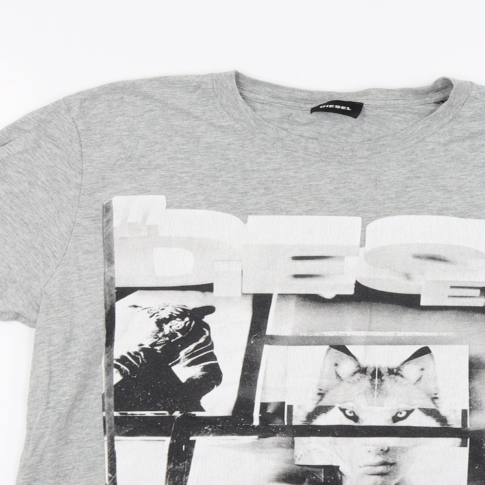 Diesel Mens Grey    T-Shirt Size M  - Wolf rule