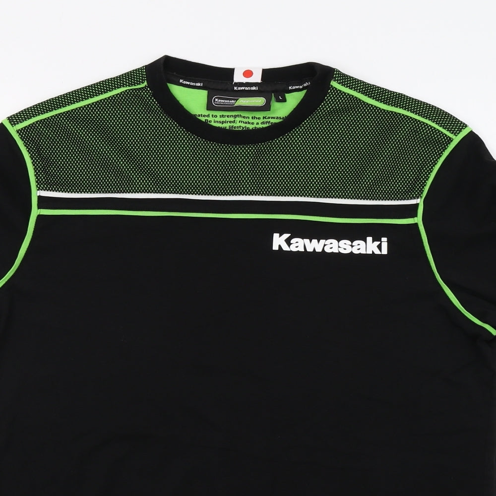 Kawasaki Mens Black    T-Shirt Size L  - Kawasaki Racing