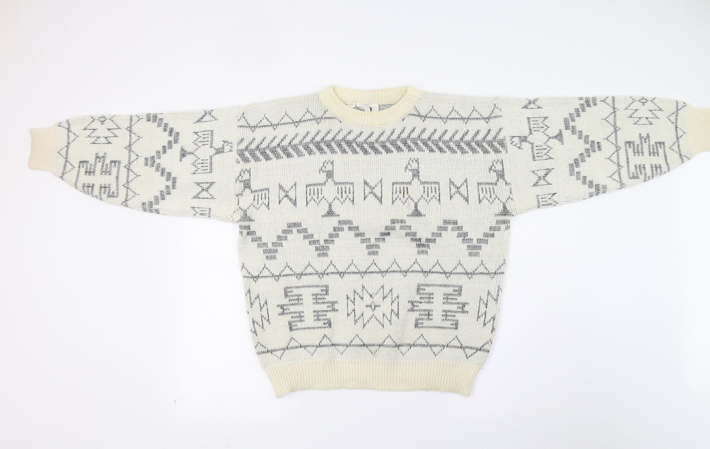 Jargon Mens White  Knit Pullover Jumper Size M