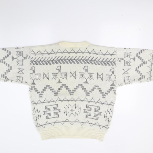 Jargon Mens White  Knit Pullover Jumper Size M