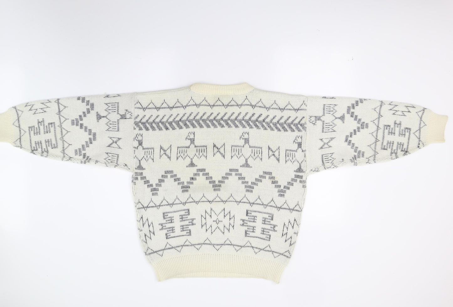 Jargon Mens White  Knit Pullover Jumper Size M