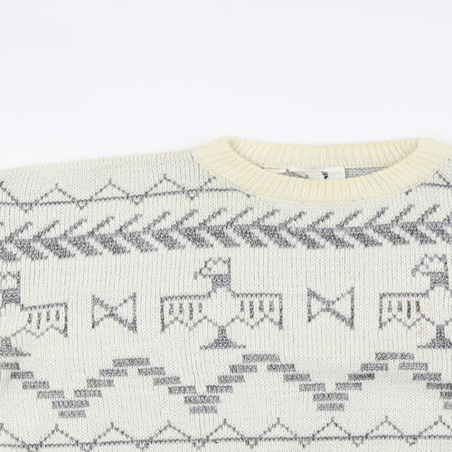 Jargon Mens White  Knit Pullover Jumper Size M