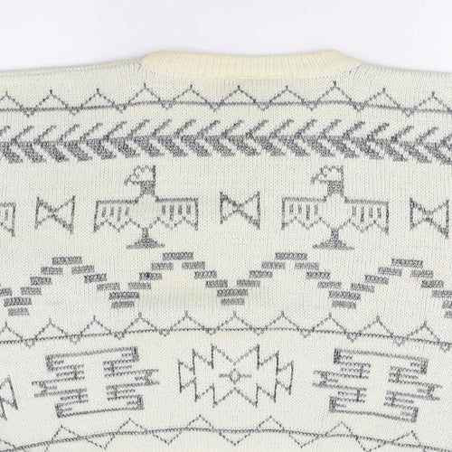 Jargon Mens White  Knit Pullover Jumper Size M