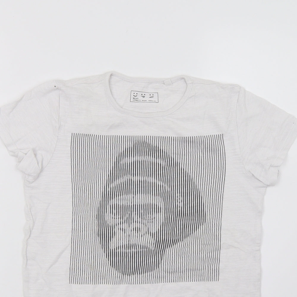 NEXT Girls White   Tunic T-Shirt Size 7-8 Years  - Monkey Face