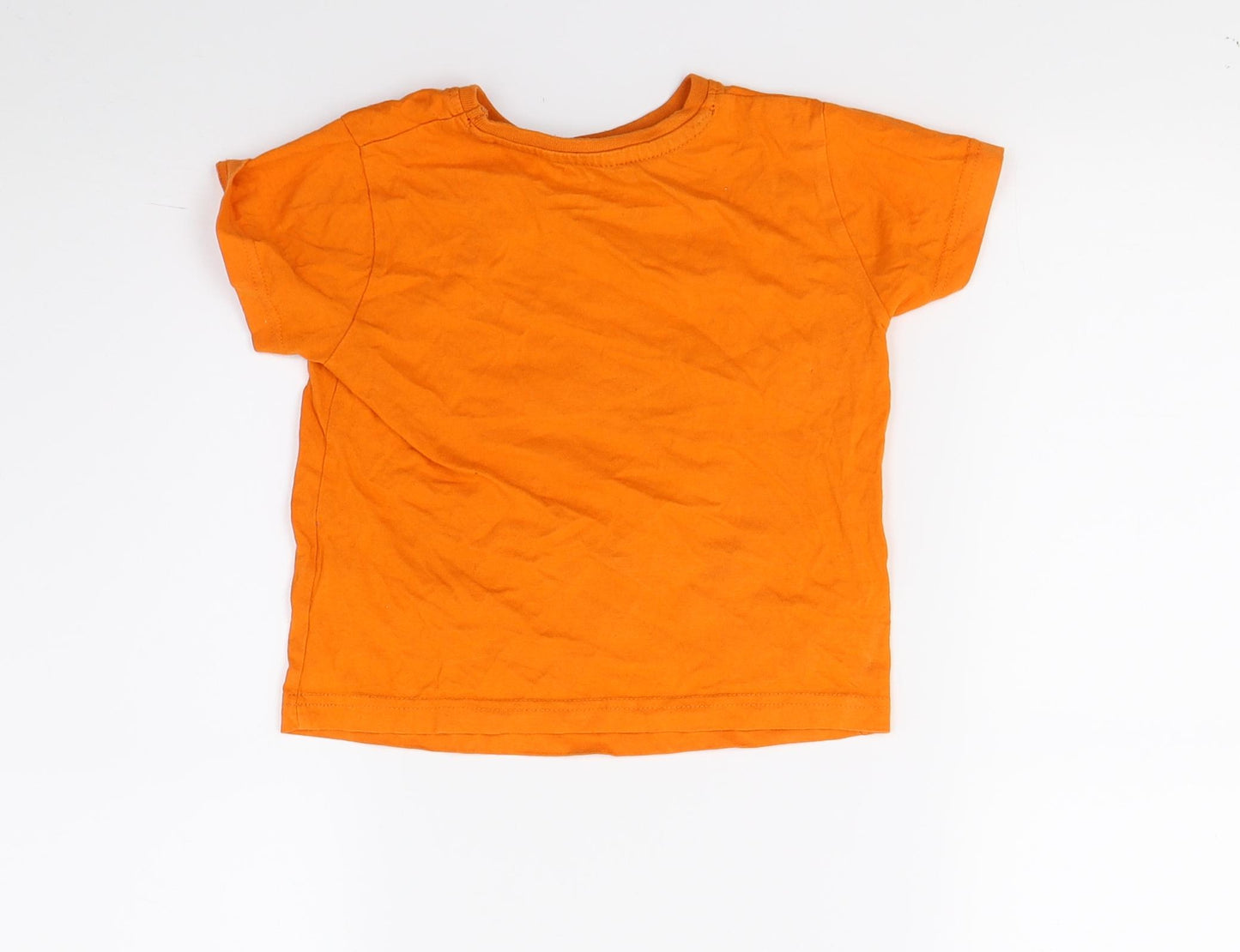 Primark Boys Orange   Basic T-Shirt Size 2-3 Years  - Football