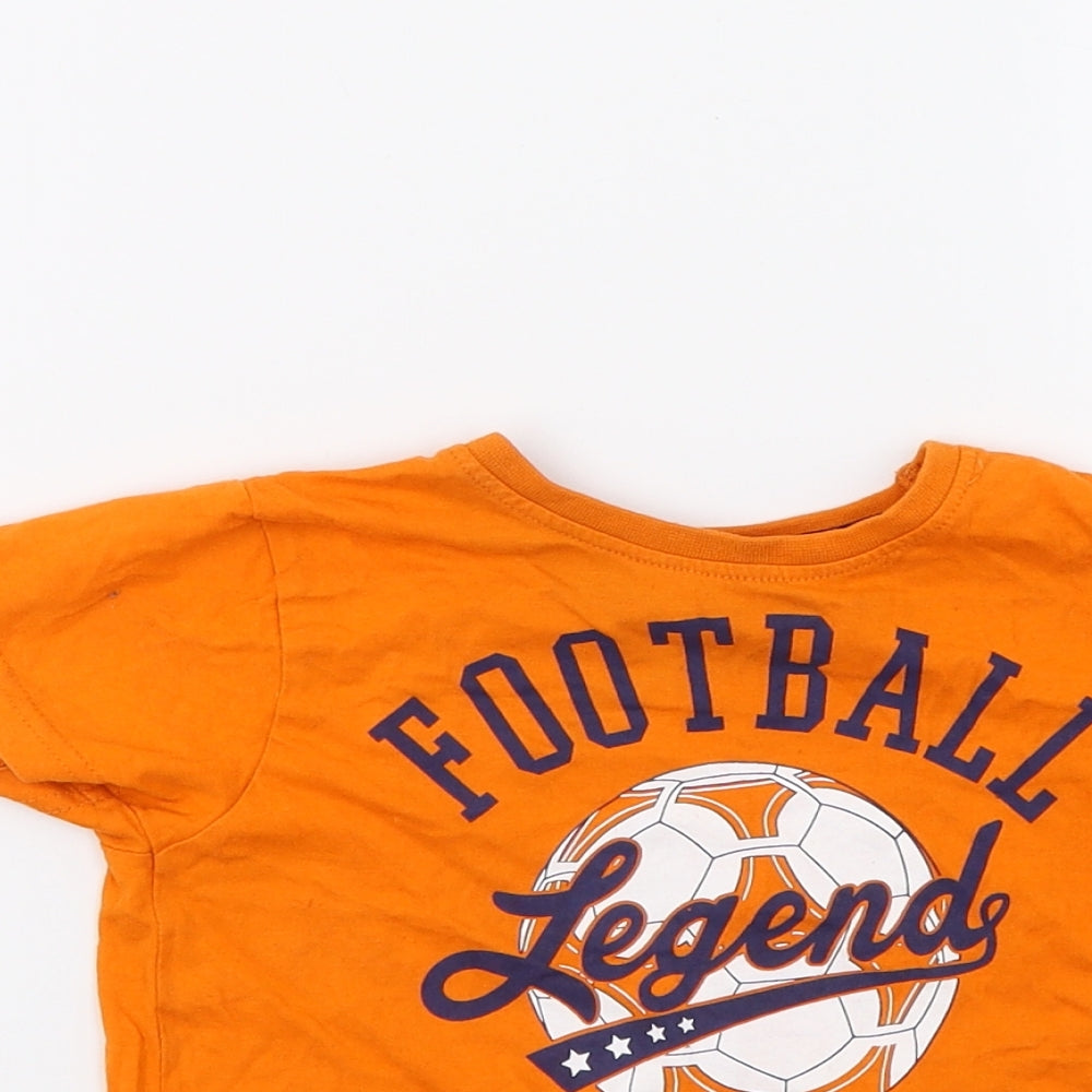 Primark Boys Orange   Basic T-Shirt Size 2-3 Years  - Football