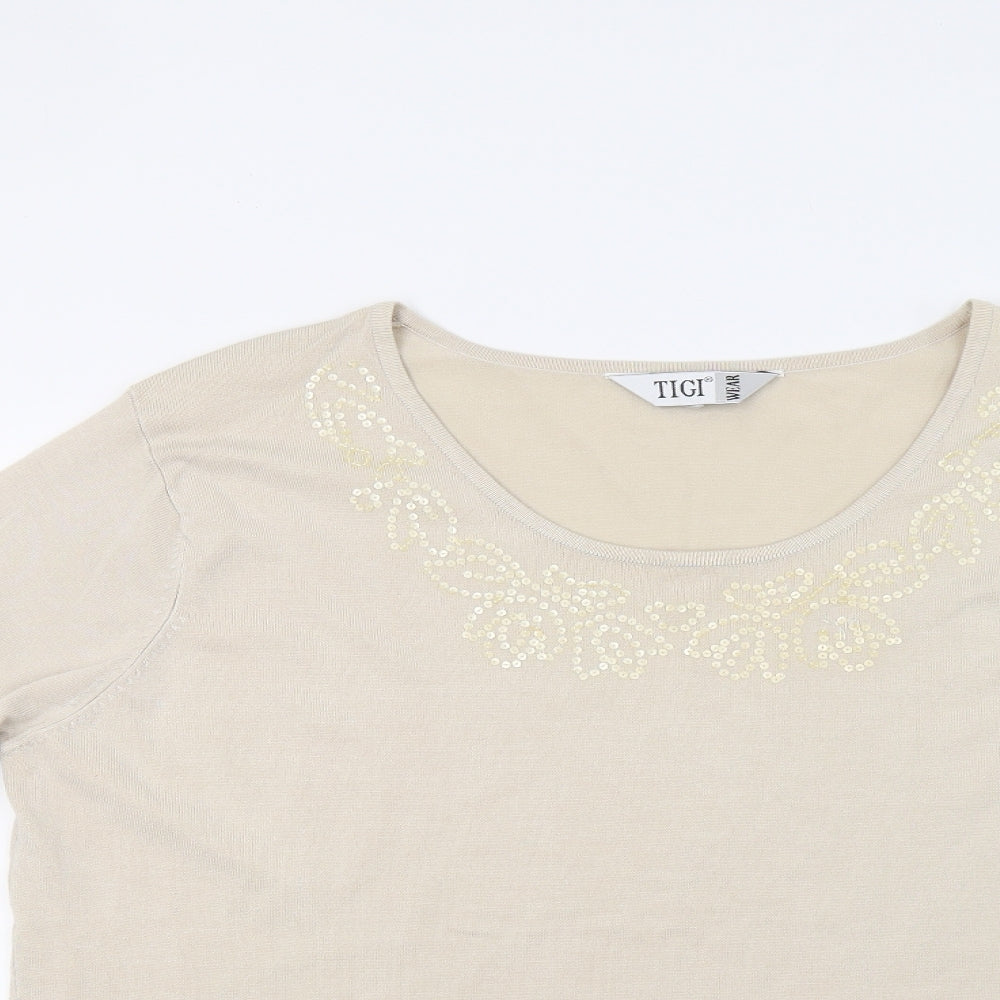 Tigi Womens Beige   Pullover Jumper Size XL