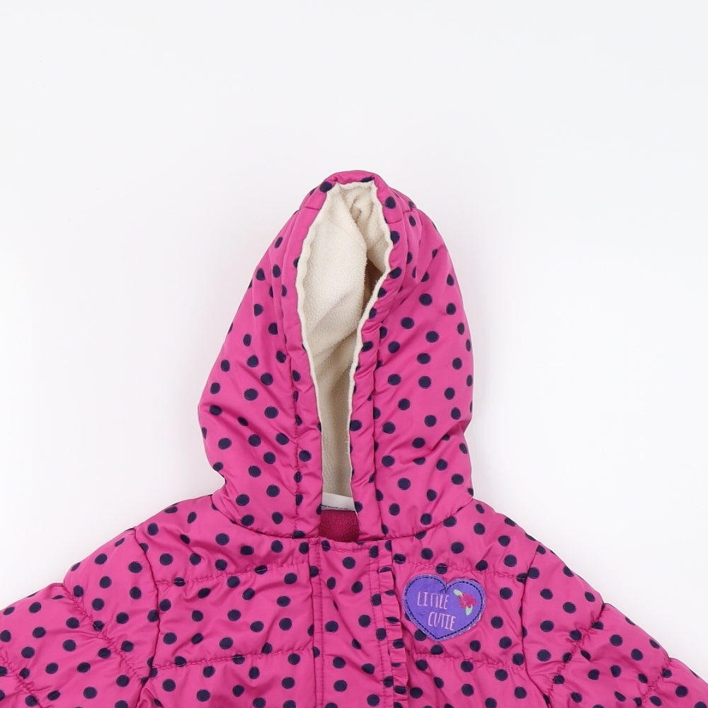 Peppa Pig Girls Pink Polka Dot  Puffer Jacket Coat Size 2 Years  - Peppa Pig