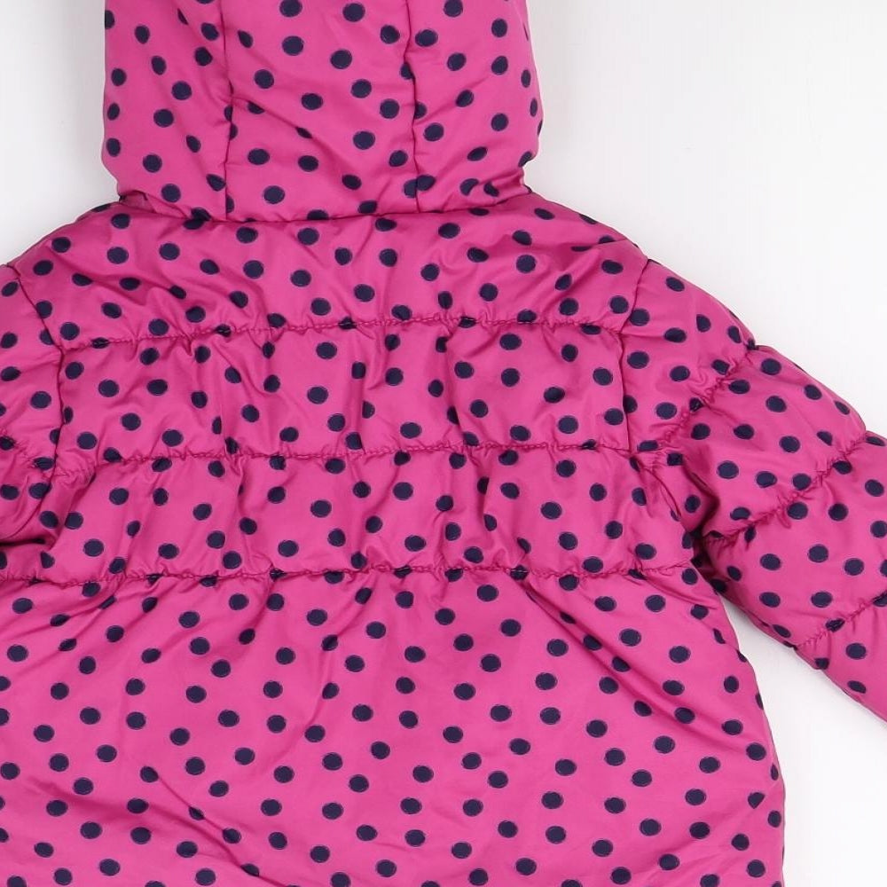 Peppa Pig Girls Pink Polka Dot  Puffer Jacket Coat Size 2 Years  - Peppa Pig
