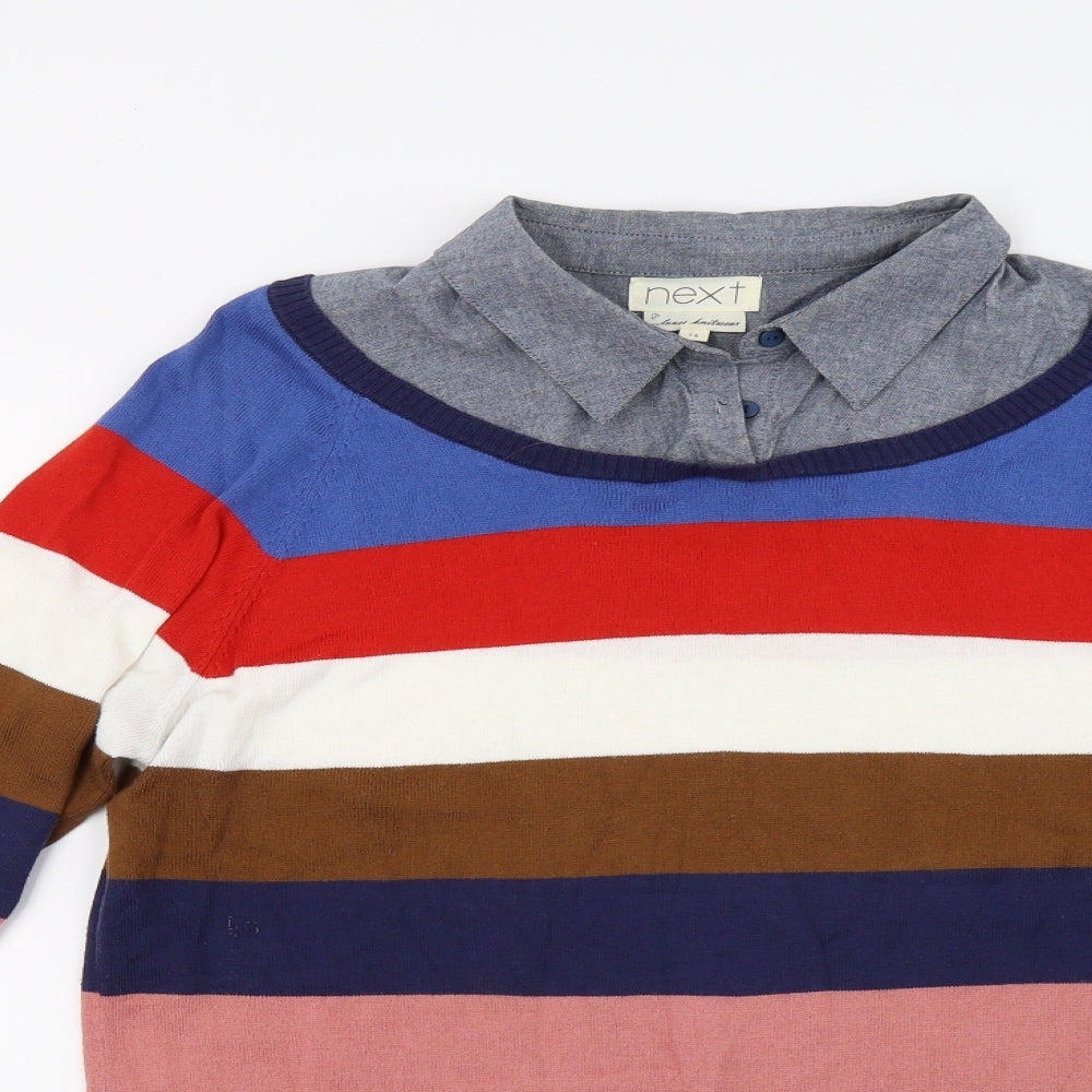 NEXT Womens Multicoloured Striped Knit Pullover Jumper Size 16