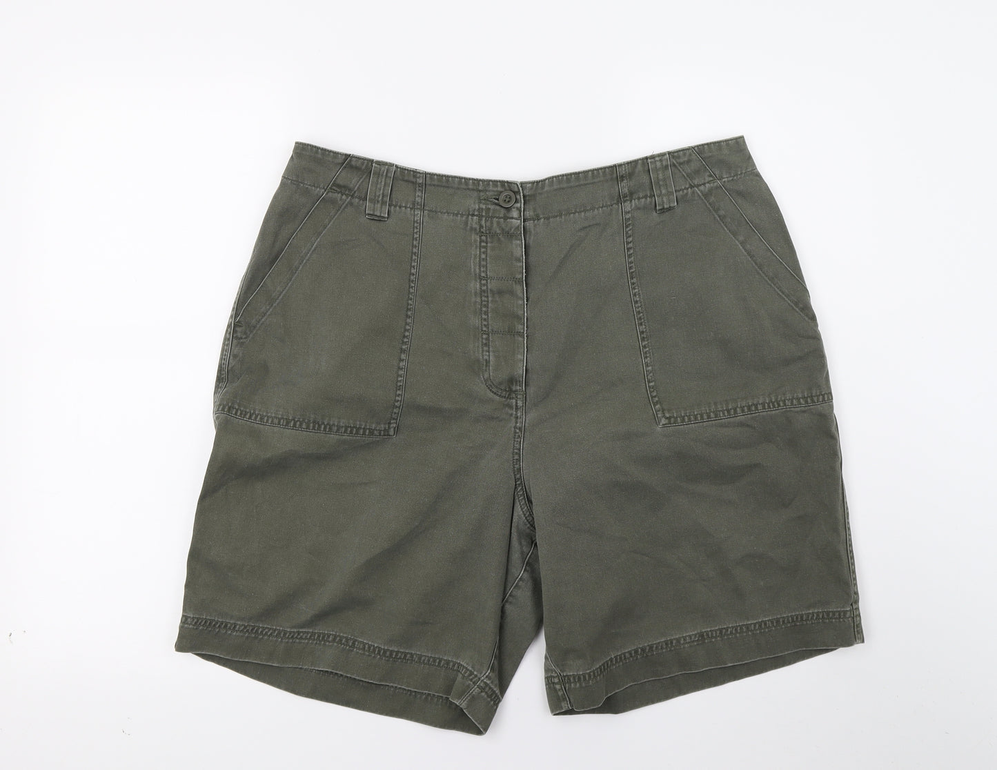 Marks and Spencer Womens Green  Denim Cargo Shorts Size 18