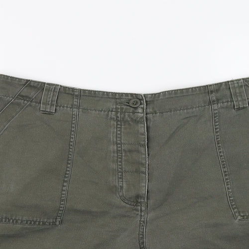 Marks and Spencer Womens Green  Denim Cargo Shorts Size 18