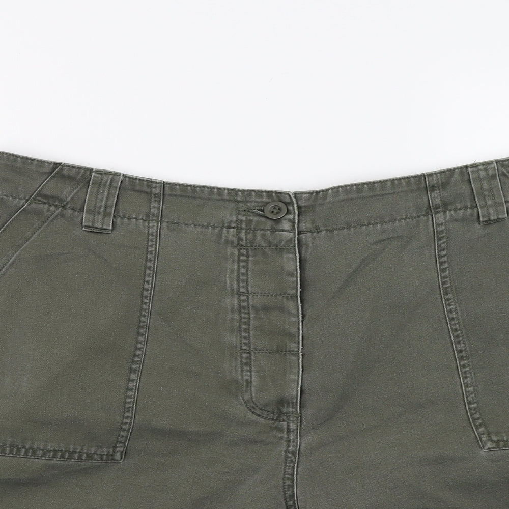 Marks and Spencer Womens Green  Denim Cargo Shorts Size 18