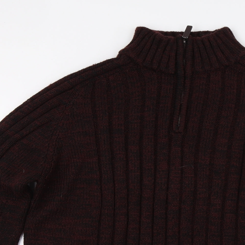 ACW85 Mens Red  Knit Henley Jumper Size L