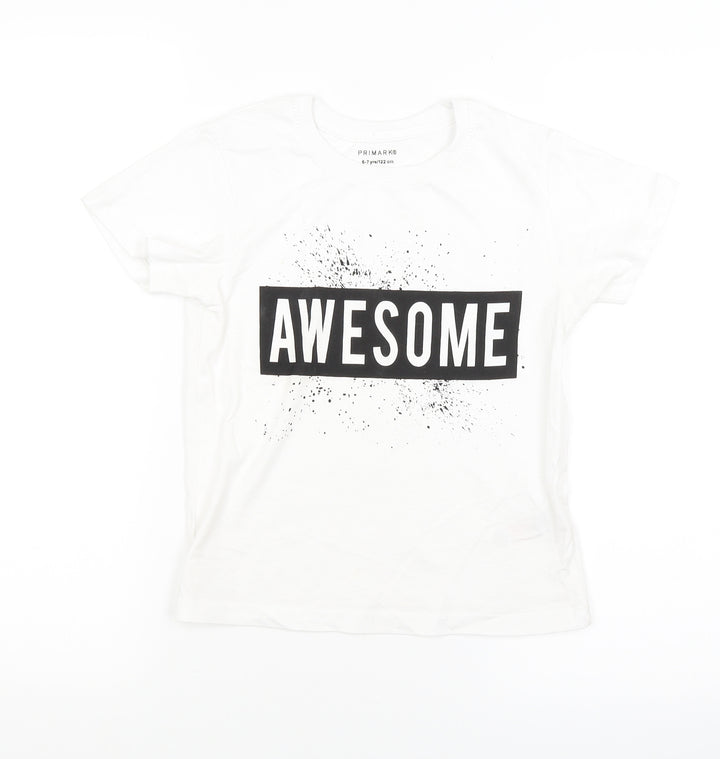 Primark Boys White Basic T-Shirt Size 6-7 Years