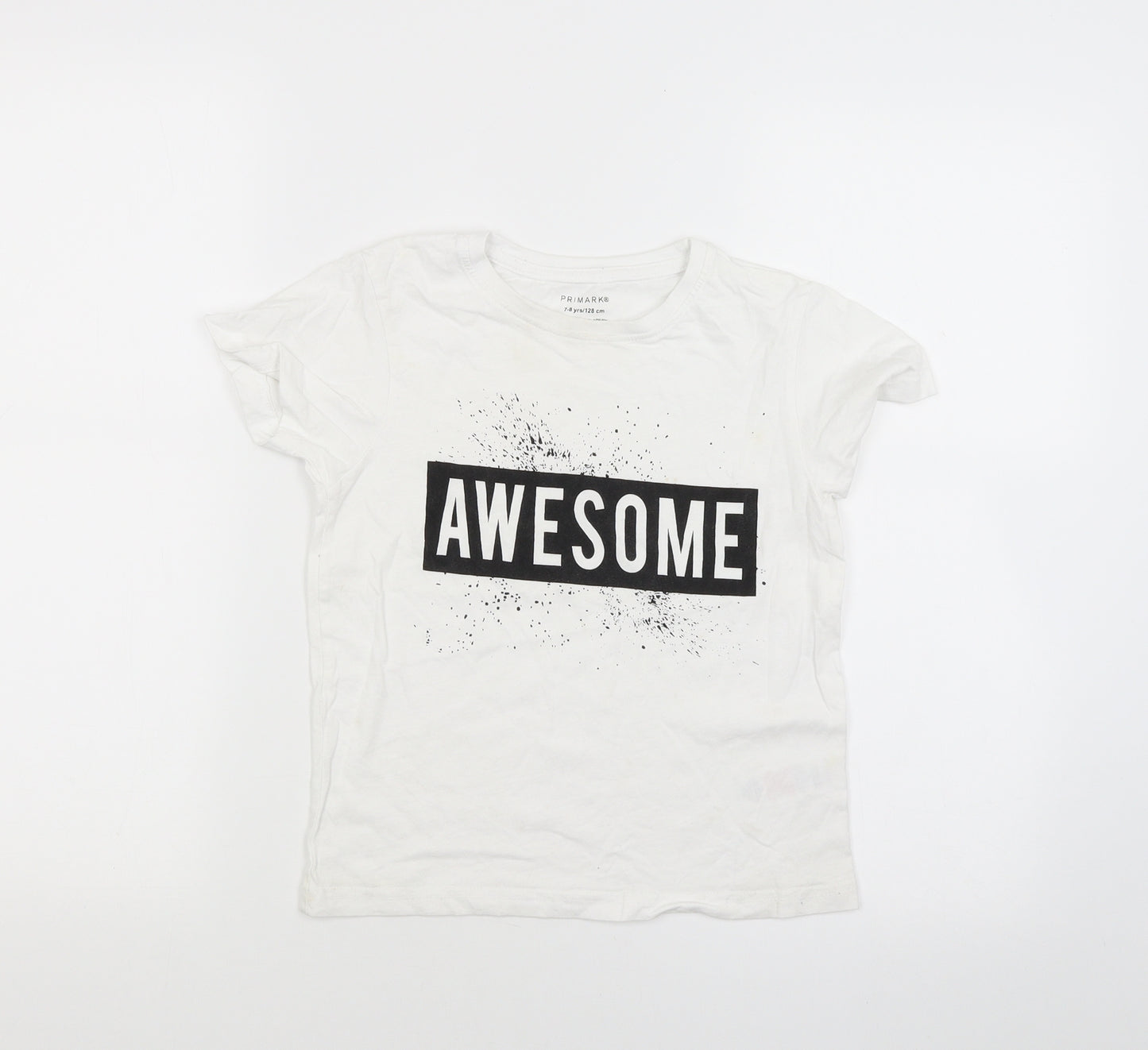 Primark Boys White   Basic T-Shirt Size 7-8 Years