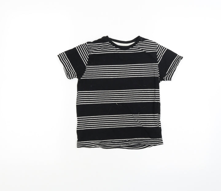 Rebel Boys Black Striped  Basic T-Shirt Size 5-6 Years