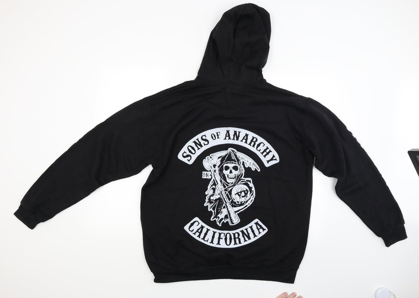 Stars and Stripes Mens Black   Pullover Hoodie Size XL  - sons of anarchy