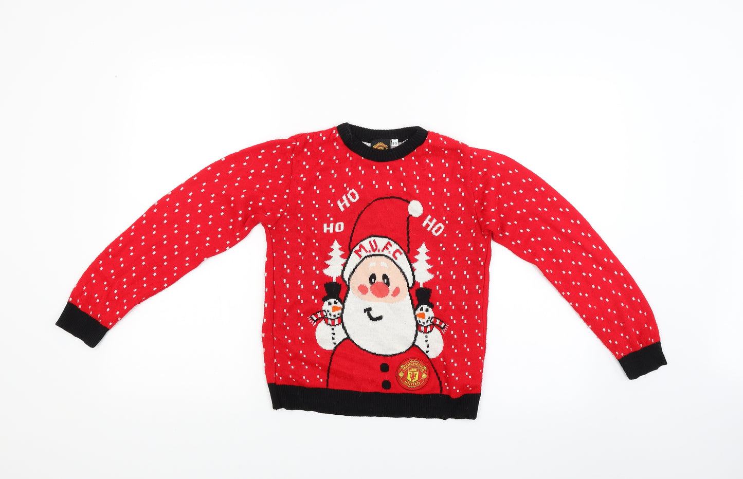Manchester United Boys Red   Pullover Jumper Size 8-9 Years  - man united christmas