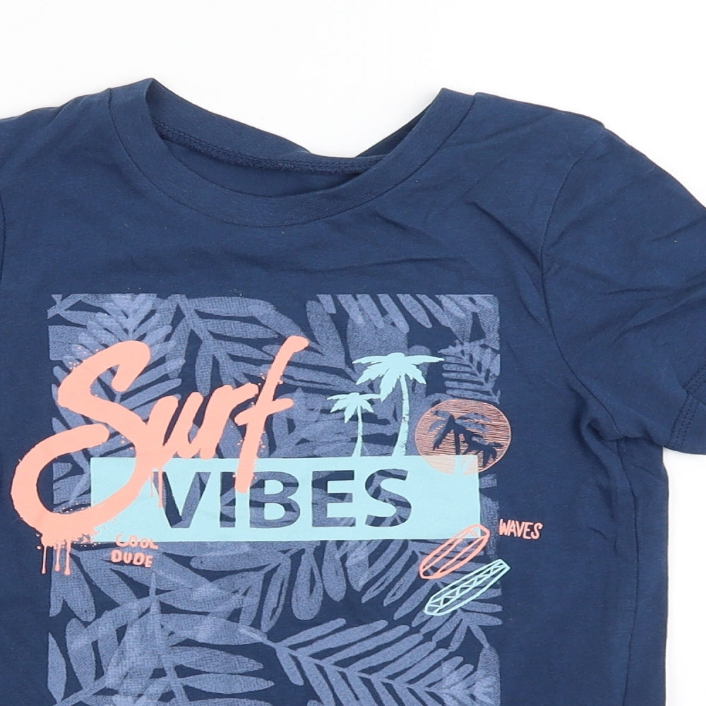 George Boys Blue   Basic T-Shirt Size 4-5 Years  - surf vibes