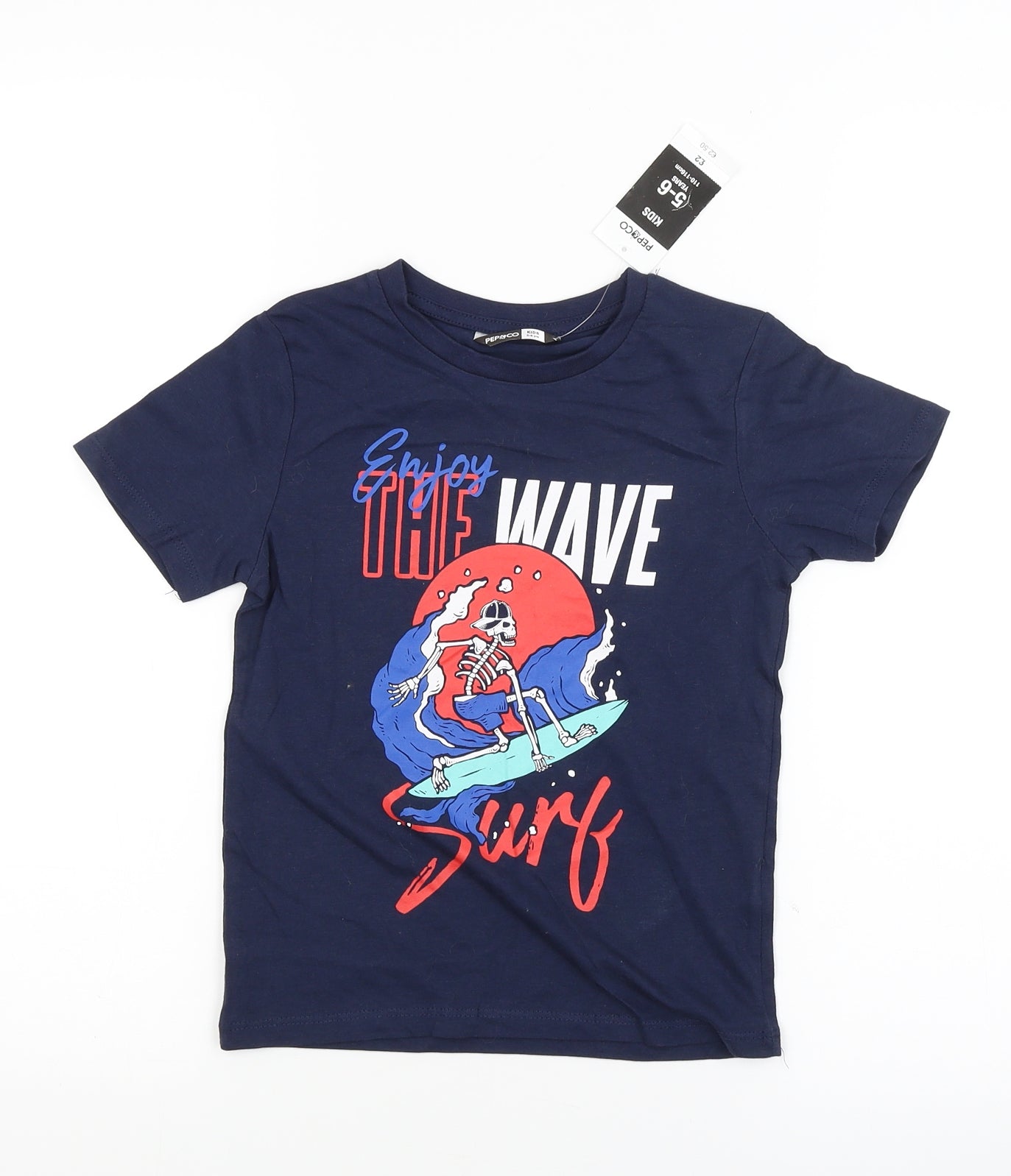 Pep&co Boys Blue   Basic T-Shirt Size 5-6 Years  - surf