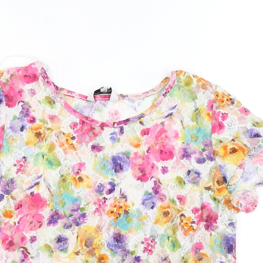 New Look Womens Pink Floral  Basic Tank Size 10