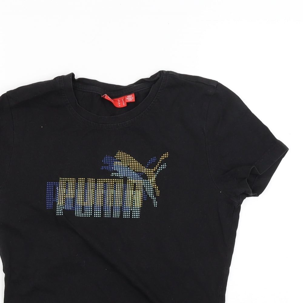 PUMA Mens Black Striped   T-Shirt Size M