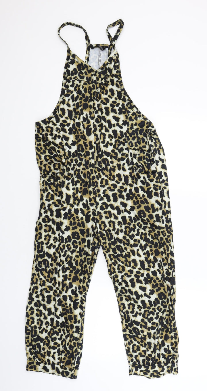 SheIn Womens Brown Animal Print Playsuit One-Piece Size S