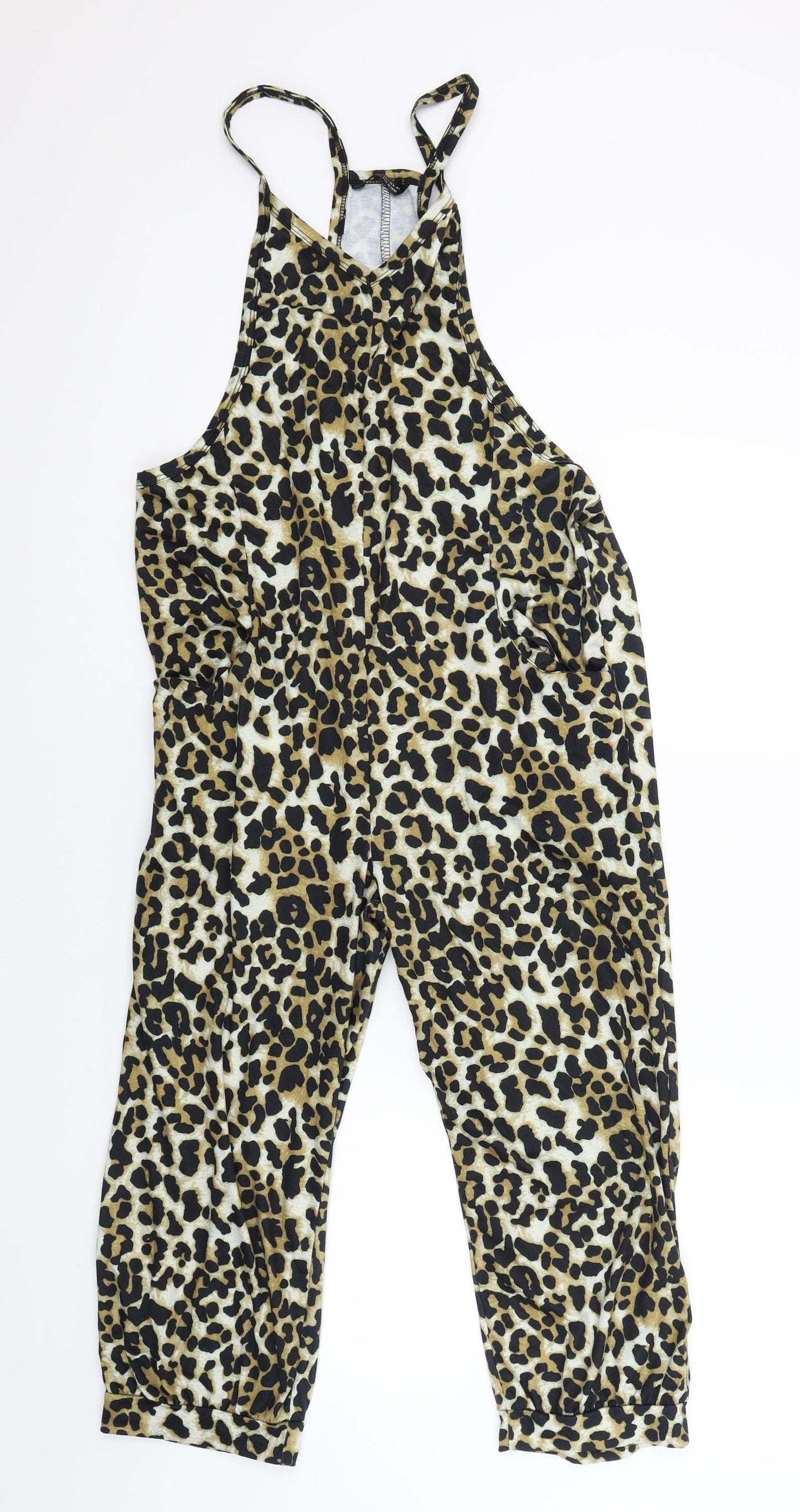 SheIn Womens Brown Animal Print  Playsuit One-Piece Size S