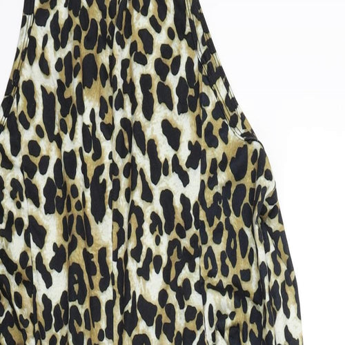 SheIn Womens Brown Animal Print  Playsuit One-Piece Size S