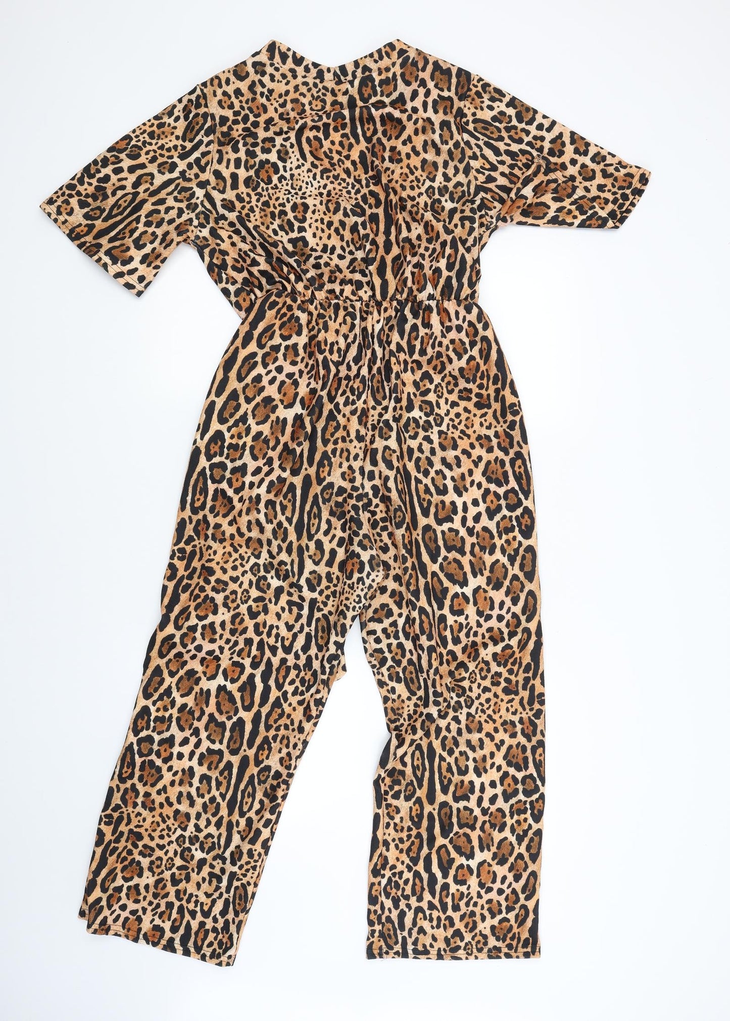 Boohoo Womens Brown Animal Print  Jumpsuit One-Piece Size 12