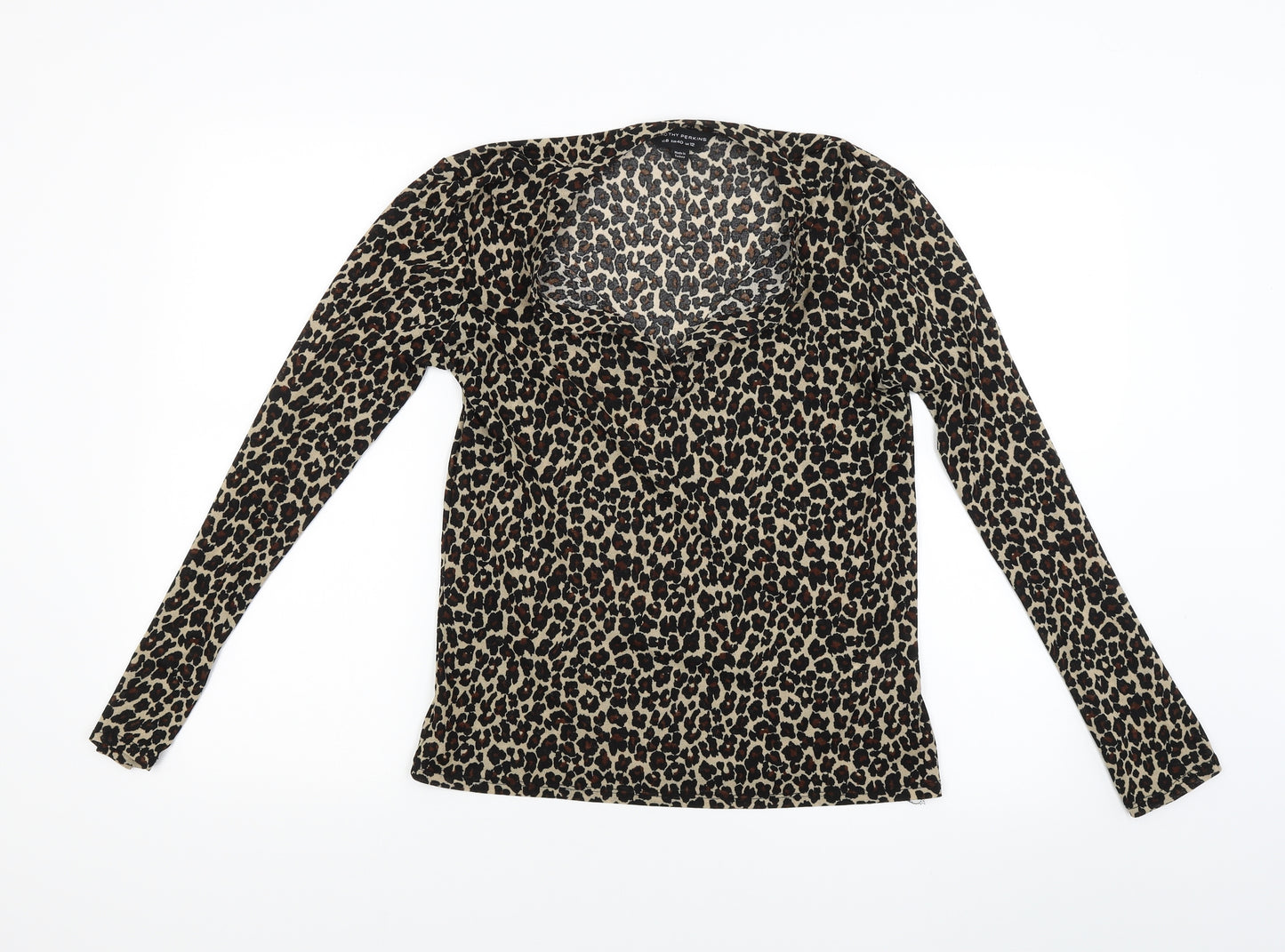 Dorothy Perkins Womens Brown Animal Print  Basic Blouse Size 12