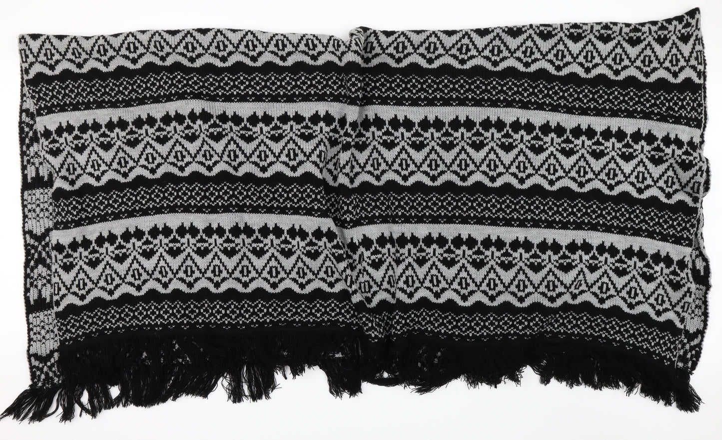 A&G Womens Black Fair Isle  Cape Jumper One Size